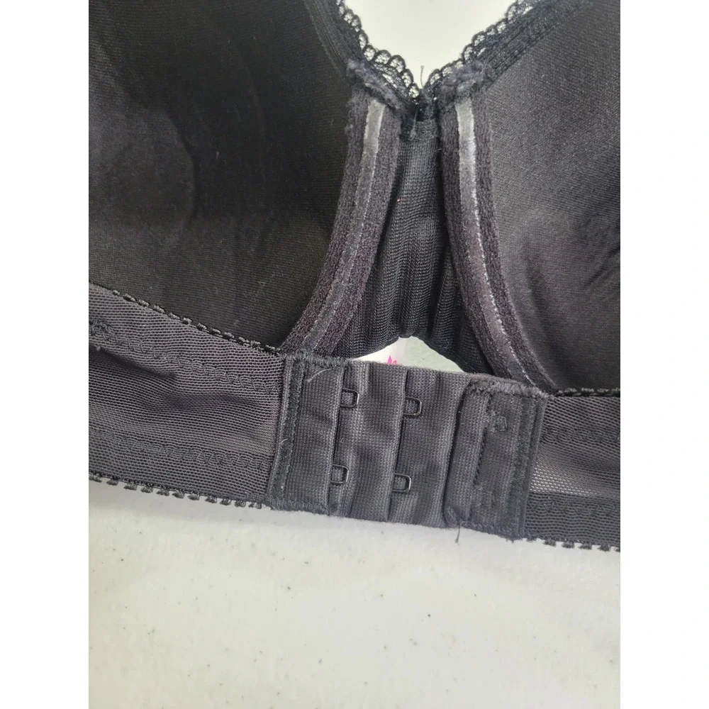 Lily of France Strapless Bra Underwire Padded Lace Trim Lingerie Black 36D